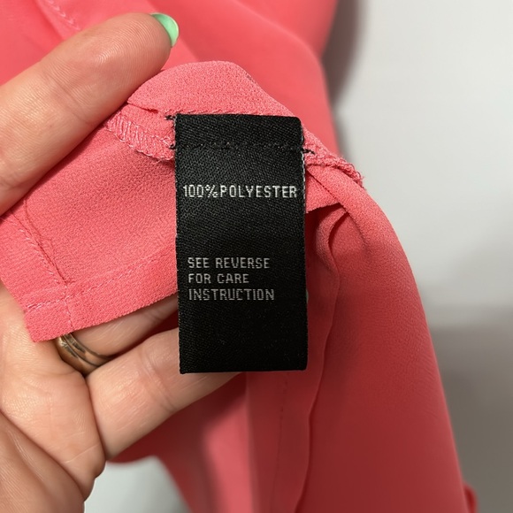 Cliche couture Large bright coral 100% polyester sleeveless sheer top - Picture 6 of 7